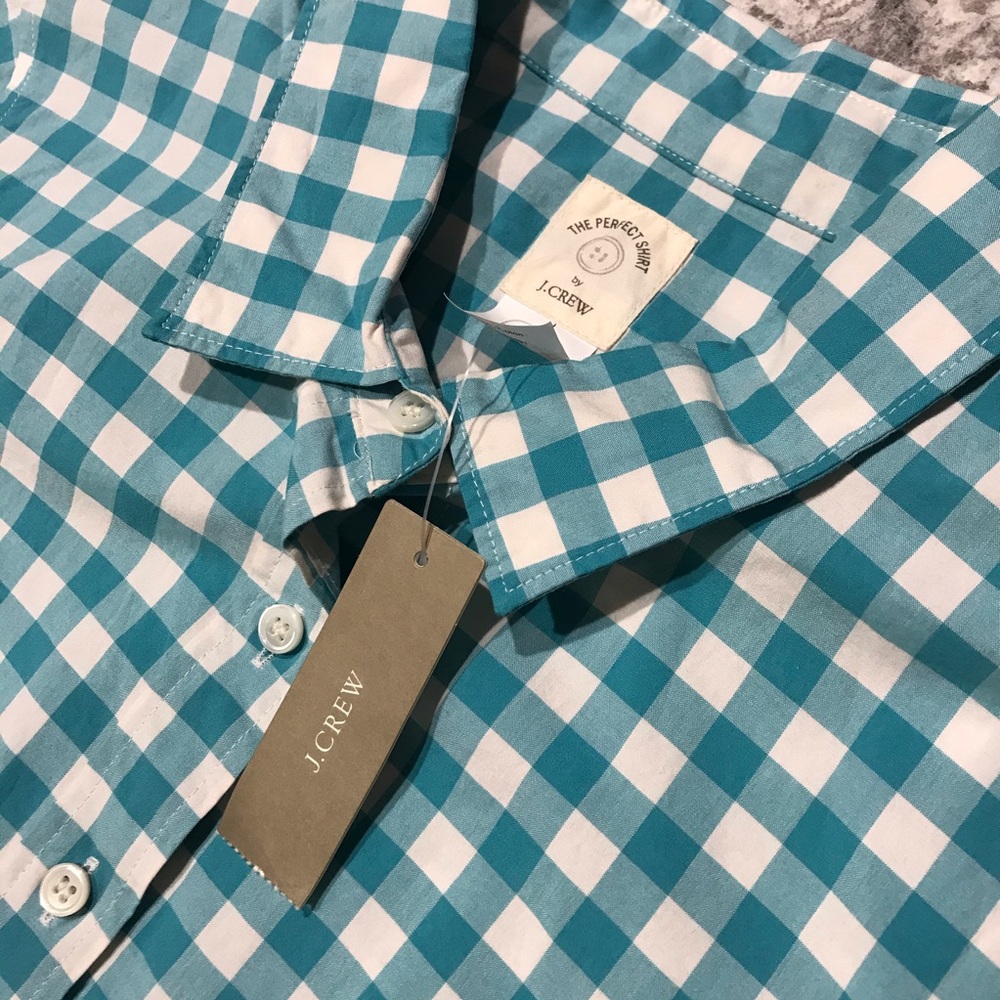 J. CREW The Perfect Shirt White Blue Plaid 0
